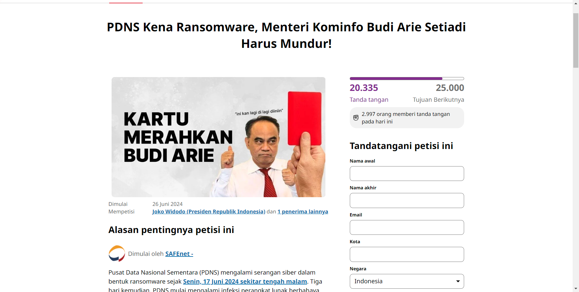 Petisi Mundur Budi Arie